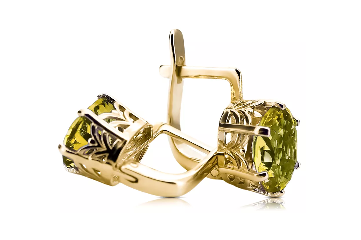 8K žlté zlato 333 Yellow Peridot náušnice vec003x-yp Russian Soviet USSR Vintage Jewlery Art Deco style